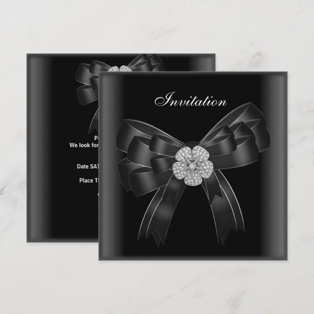 Invitation Toutes Occasions Diamant Bijou Noir Rub (Devant / Derrière)