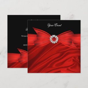 Invitation Toutes Occasions Luxe Nœud Rouge Fête Noir