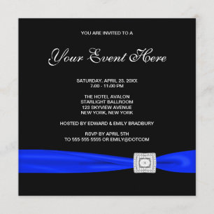 Invitation Toutes occasions noir et bleu royal