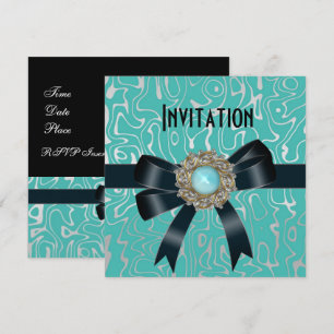 Invitation Toutes Occasions Noir Ultra Turquoise B
