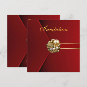 Invitation Toutes Occasions Riche Rouge Velours Image Dorée