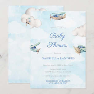 Invitation Toy Avion Voyage Baby shower Saupoudrer Pour Garço