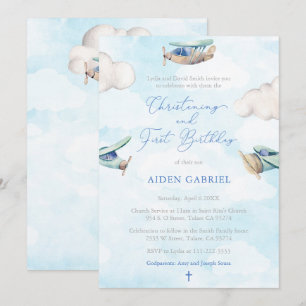 Invitation Toy Plane Garçon Christening 1ère fête d'anniversa