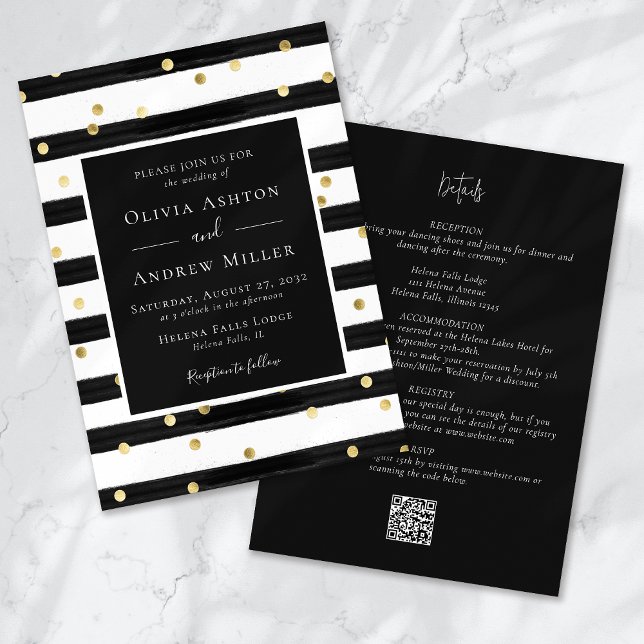 Invitation Tracer les taches d'huile d'or QR tout en un Maria (Créateur téléchargé)