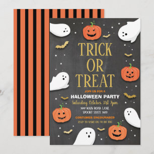 Invitation Tracer ou traiter Halloween Fantômes de fête Hallo
