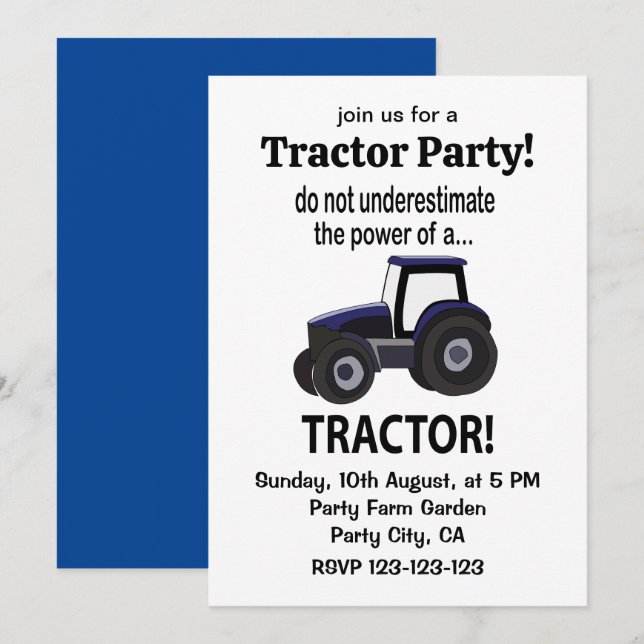 Invitation Tracteur (Devant / Derrière)