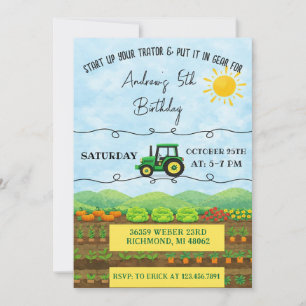 Invitation Tracteur agricole simple d'anniversaire personnel