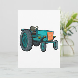Invitation Tracteur Bleu Vintage Vie de Ferme