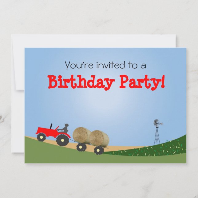 Invitation Tracteur sur l'invitation du Farm Party : Tracteur (Devant)