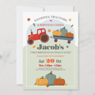 Invitation Tracteurs Citrouilles Anniversaire 1er automne Inv