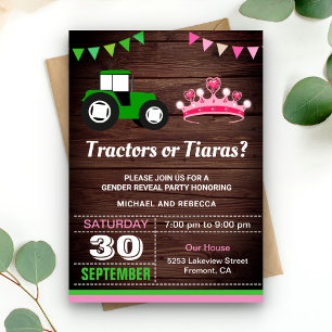 Invitation Tracteurs ou Tiaras Genre Revevela Party
