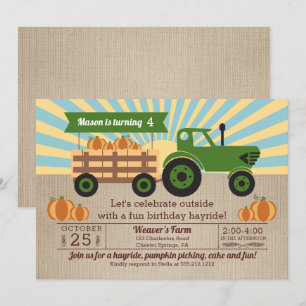 Invitation Tractor Hayride Citrouille de cueillette fête d'an