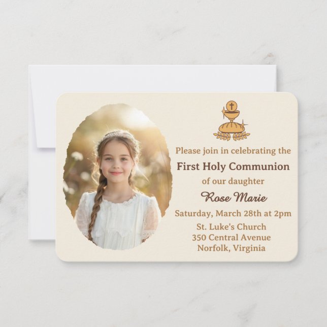 Invitation Traditional First Holy Communion Photo (Devant)