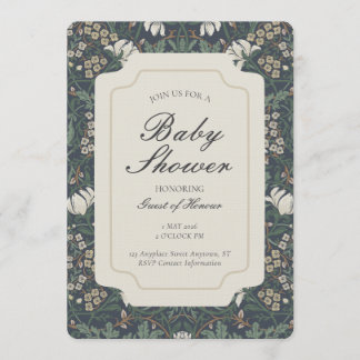 Invitation Traditional Floral Arts and Crafts Baby Shower