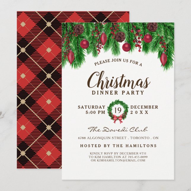 Invitation traditionnelle à la fête de Noël (Devant / Derrière)