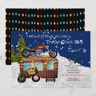 Invitation TRAILER DE Noël BLANC TRASH BASH Fun Party 2