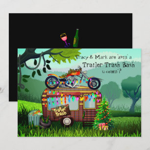 Invitation TRAILER DE Noël TRASH BLANC BASH Funny Party