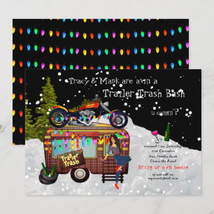 Invitation TRAILER DE Noël TRASH BLANC BASH Funny Party