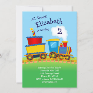 Invitation Train Anniversaire Fête Enfants mignonne