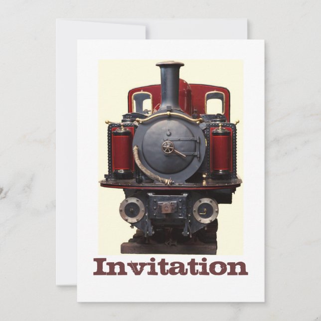 Invitation Train Bleu Et Rouge (Devant)