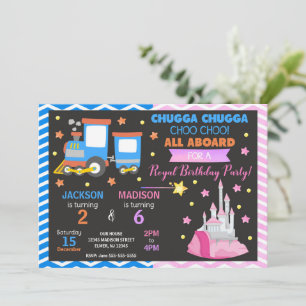 Invitation Train Choo Choo & Princess Anniversaire Commun