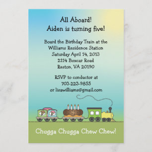 Invitation Train d'anniversaire de crème glacée de gâteau et