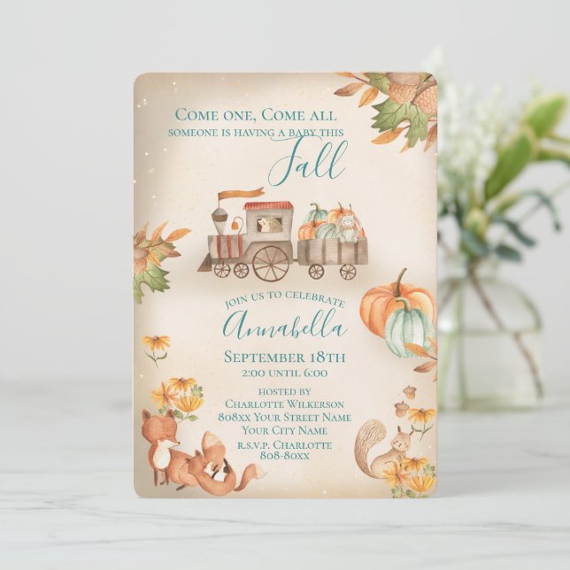 Invitation Train d'automne de l'Aquarelle Cute (Debout devant)