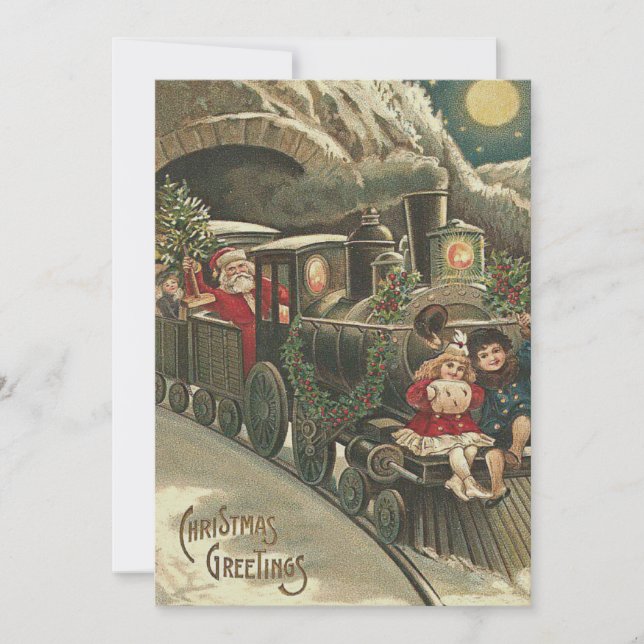 Invitation Train du Père Noël Holly Garland (Devant)