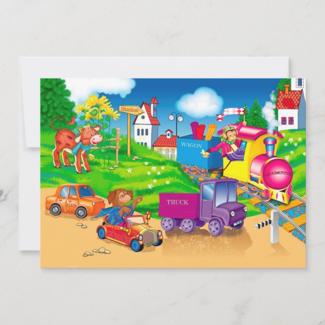 Invitation train et voiture (Devant)