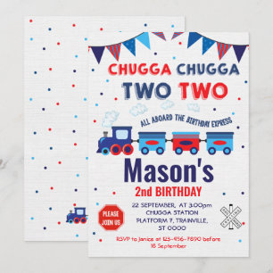 Invitation Train Invitation, pour un garçon, 2e anniversaire