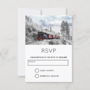 Invitation Train vintage traversant la RSVP d'hiver