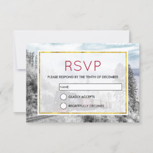 Invitation Train vintage traversant le paysage hivernal
