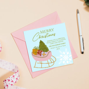 Invitation traîneau de Noël avec des cadeaux, arbre Fête de f