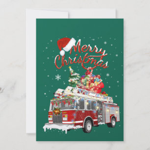 Invitation Traîneau du Père Noël Camion de pompiers Noël Comb