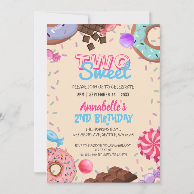 Invitation Traiter le gosse Chocolat Lollipop sucré deuxième  (Devant)