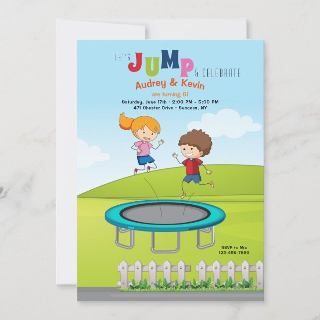 Invitation Trampoline Anniversaire de enfant Party (Devant)