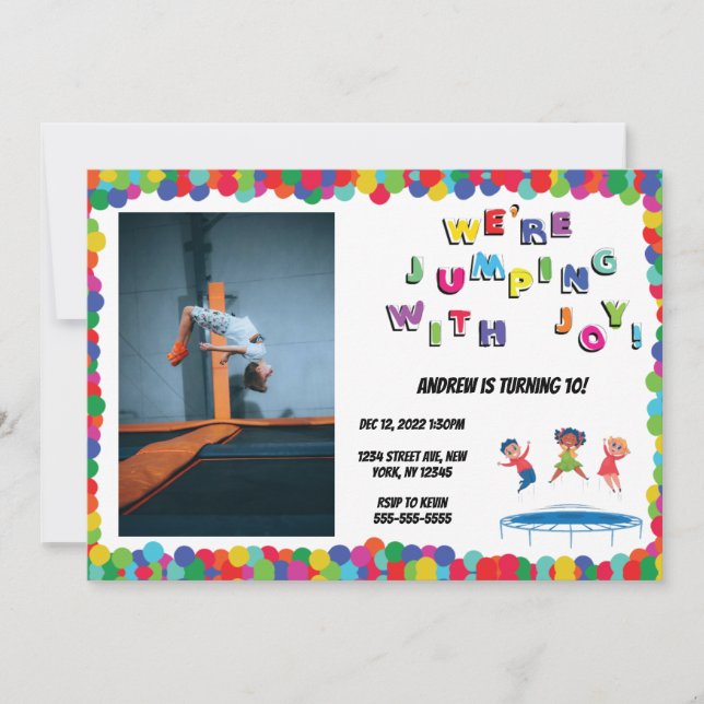 Invitation Trampoline Bounce Anniversaire de enfant Party (Devant)