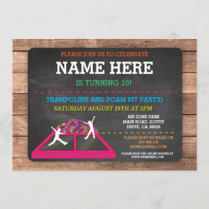Invitation Trampoline Foam Pit Jump Party Anniversaire Amusan