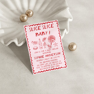 Invitation Tranche de nourriture italienne Bébé Pizza Baby Sh