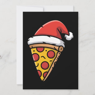 Invitation Tranche de pizza de Noël Chapeau du Père Noël Pepp