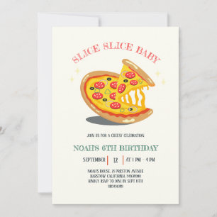 Invitation tranche tranche bébé moderne pizza fête d'annivers