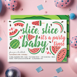 Invitation Trancher, trancher bébé fête d'anniversaire pastèq
