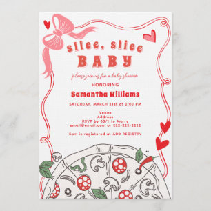 Invitation Tranches Tranches Bébé Rose Fille Pizza Baby Showe