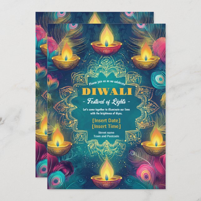 Invitation Tranquille Diwali Aura (Devant / Derrière)