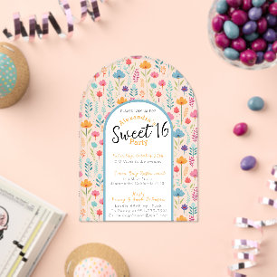 Invitation transparente pour un sweet sixteen fleu