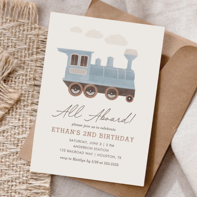 Invitation Transport ferroviaire vintage Anniversaire (Créateur téléchargé)