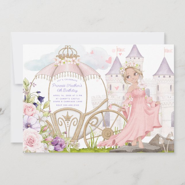 Invitation Transport royal | Blonde Princess Anniversaire (Devant)
