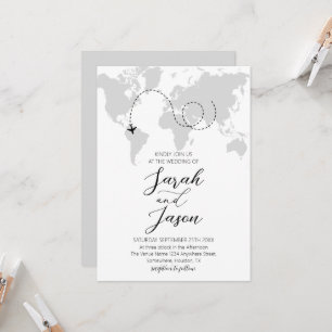 Invitation Travel Adventure World Map Destination Wedding