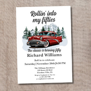 Invitation Travel Classic Retro Car Rolling 50e anniversaire