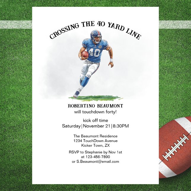 Invitation Traverser 40 Yard American Football 40e anniversai (Créateur téléchargé)